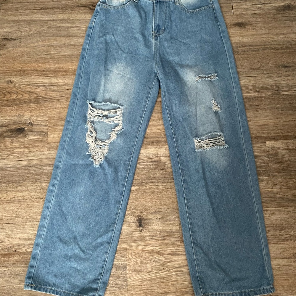 Distressed Blue Jeans